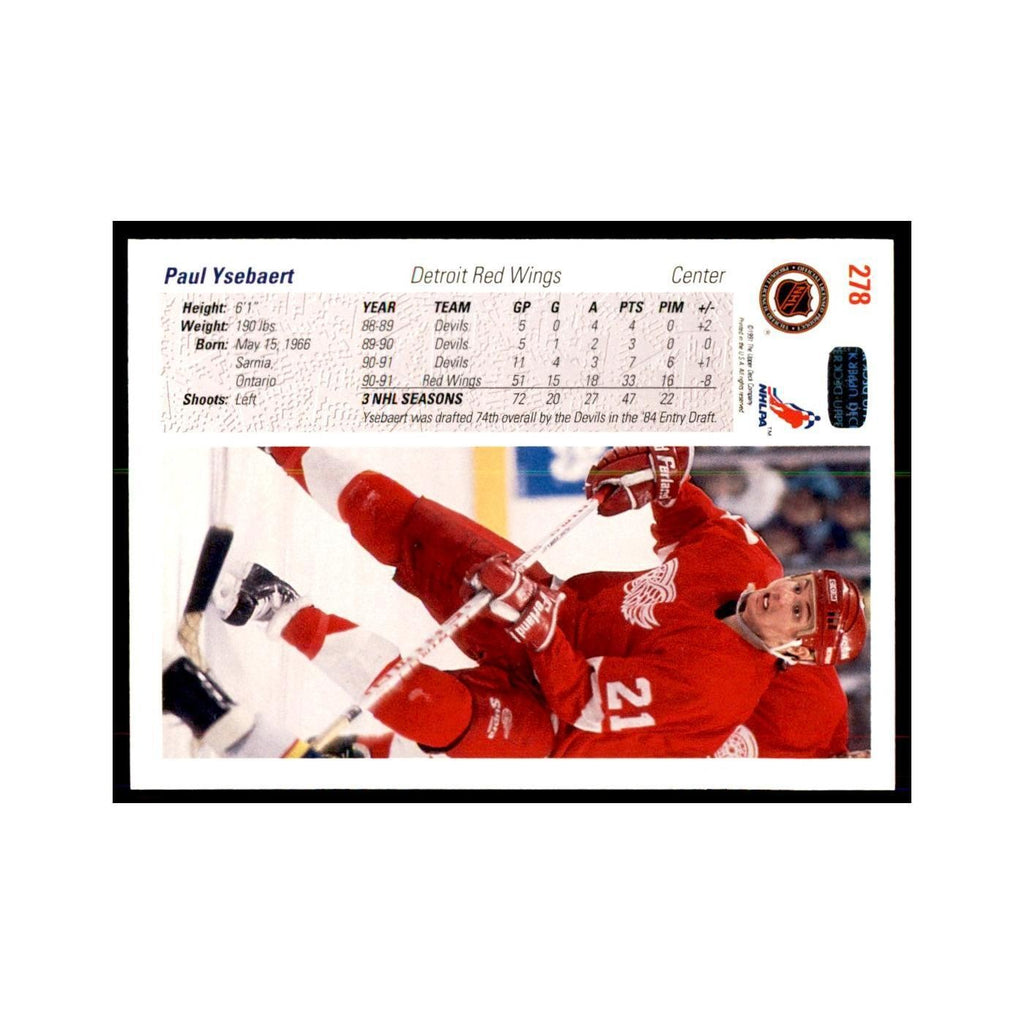 1991 Upper Deck Paul Ysebaert Hockey Cards #278