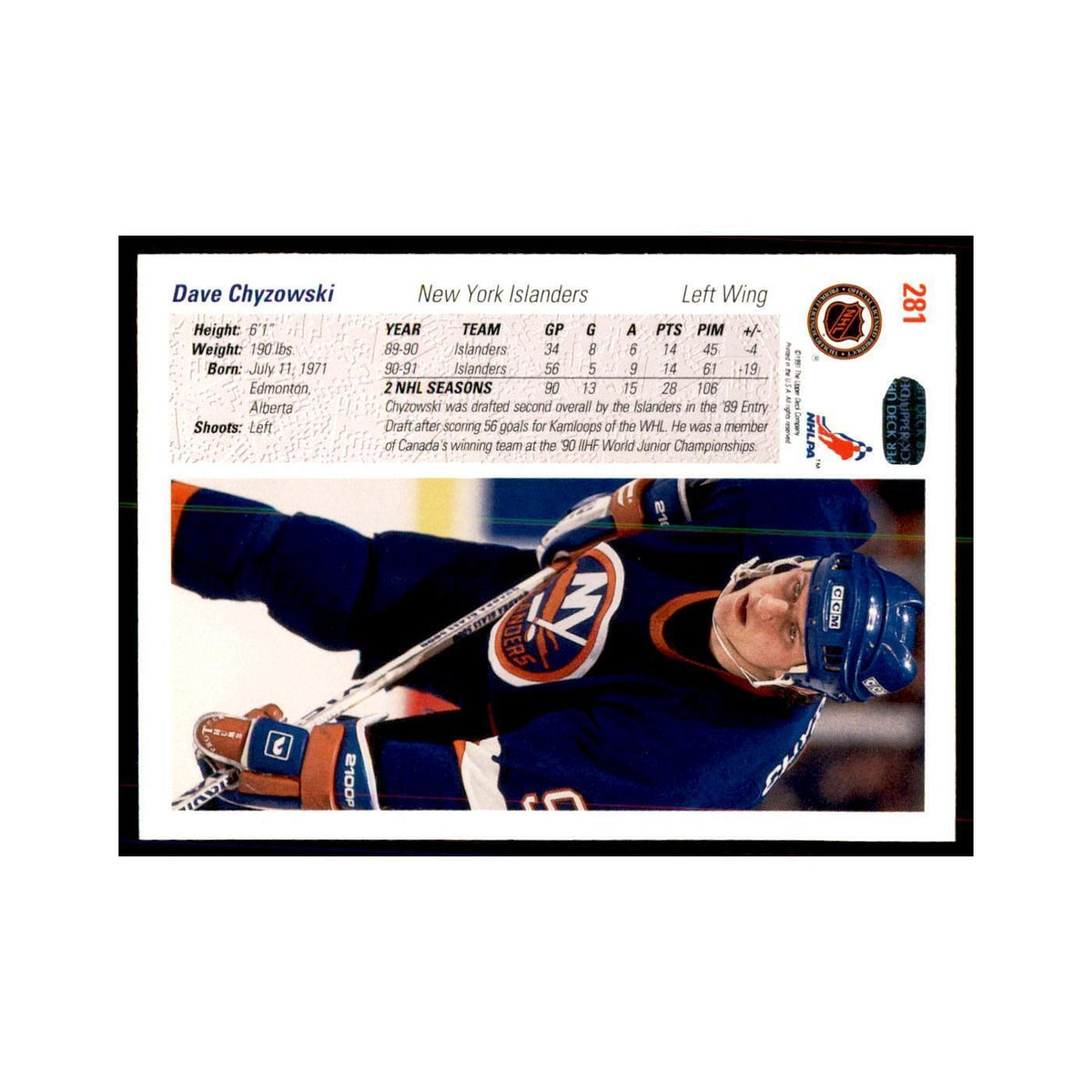1991 Upper Deck Dave Chyzowski Hockey Cards #281
