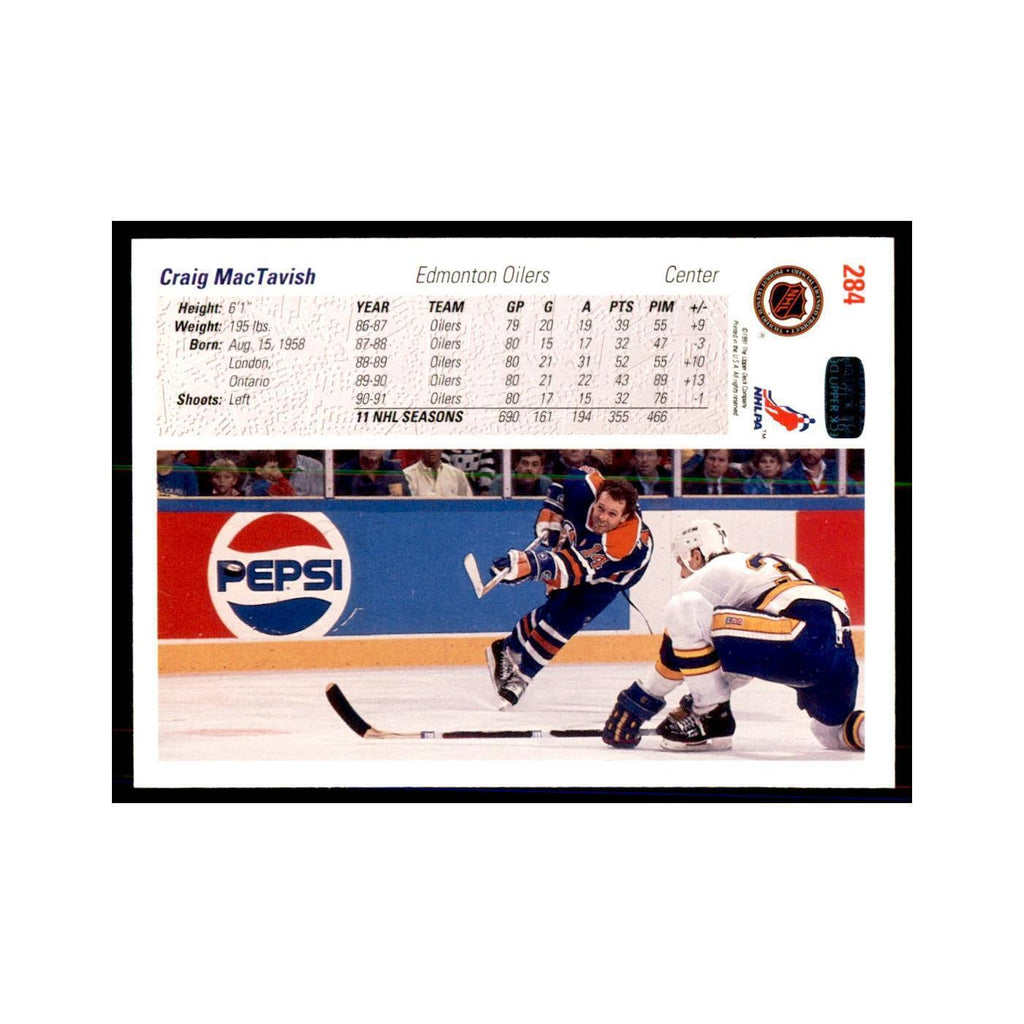 1991 Upper Deck Craig MacTavish Hockey Cards #284