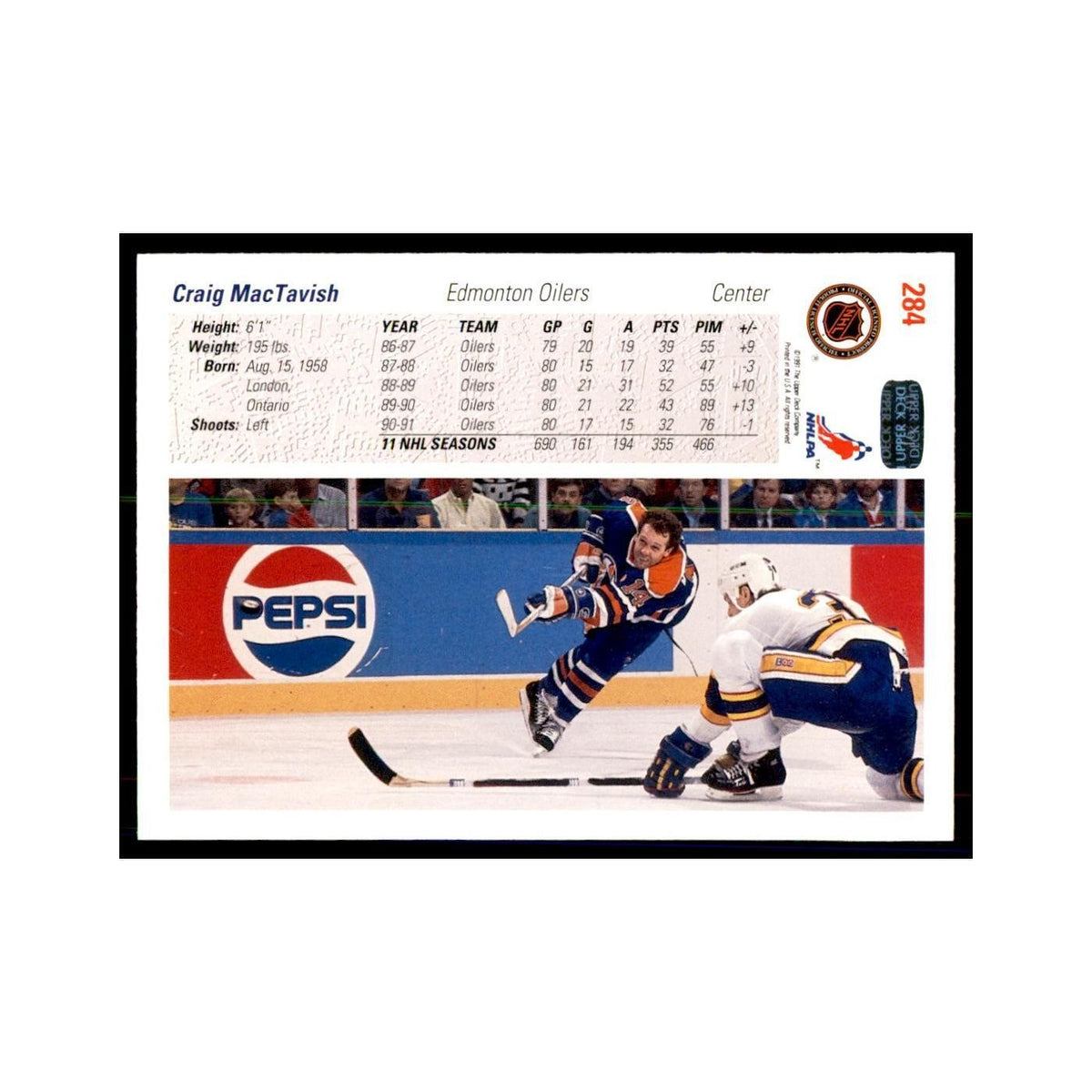 1991 Upper Deck Craig MacTavish Hockey Cards #284