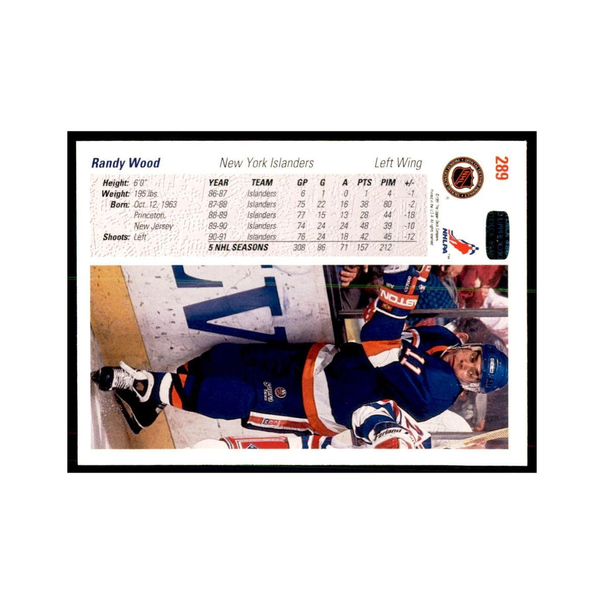 1991 Upper Deck Randy Wood Hockey Cards #289