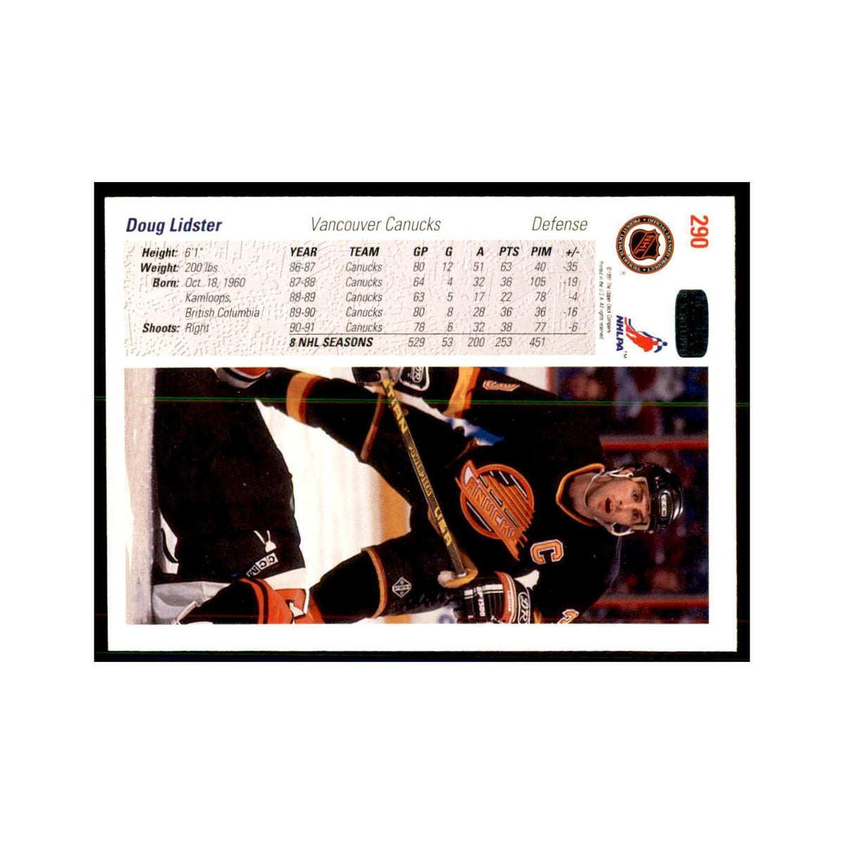 1991 Upper Deck Doug Lidster Hockey Cards #290