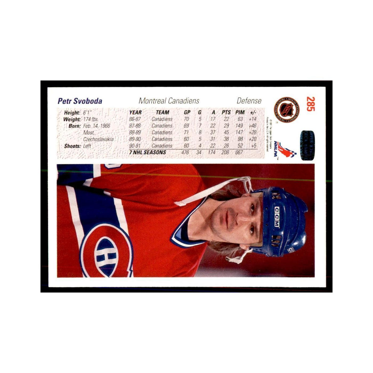1991 Upper Deck Petr Svoboda Hockey Cards #285