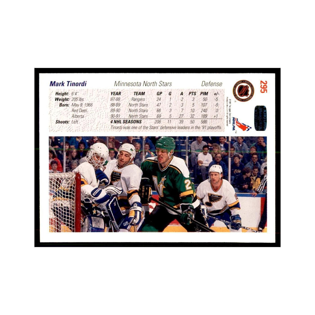 1991 Upper Deck Mark Tinordi Hockey Cards #295