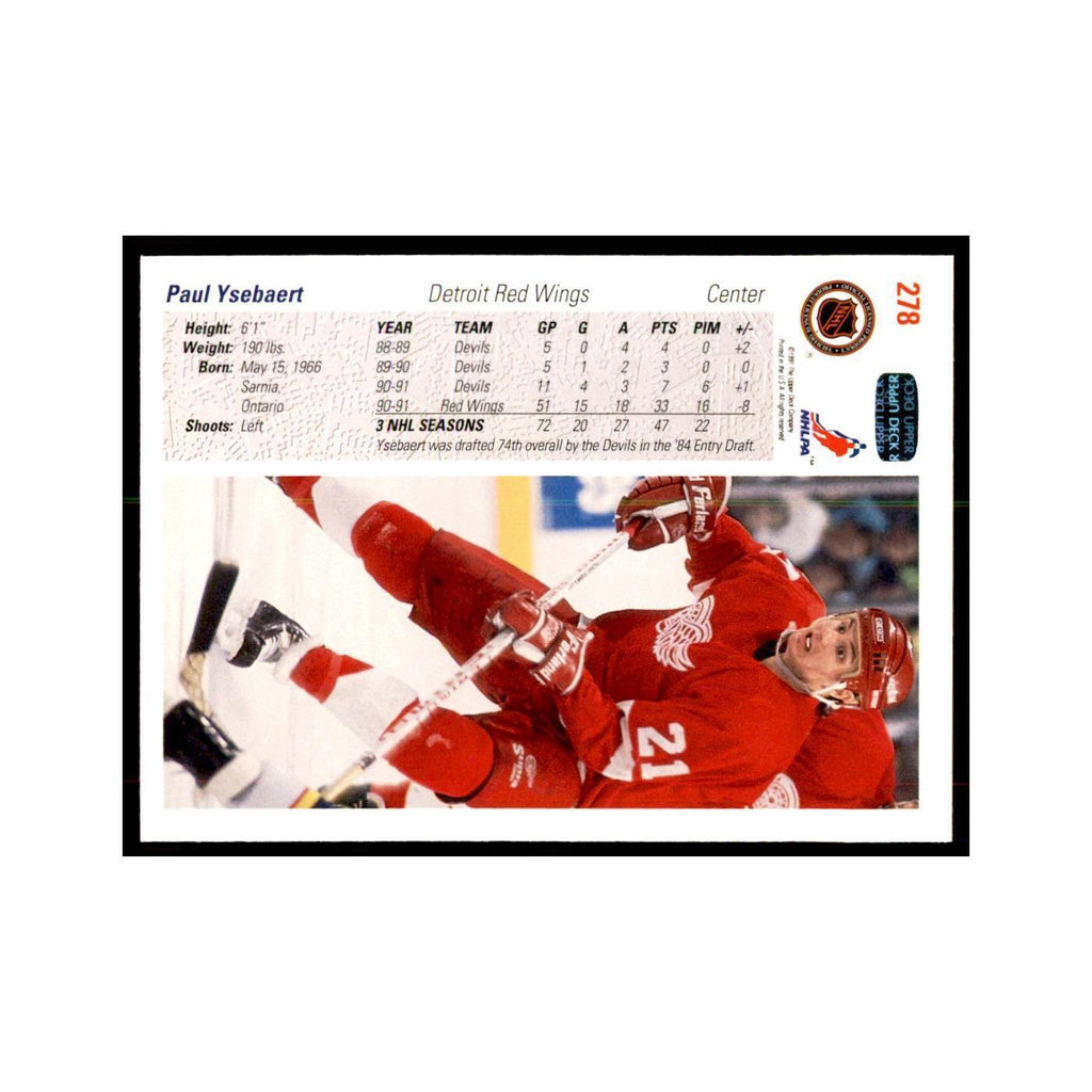 1991 Upper Deck Paul Ysebaert Hockey Cards #278