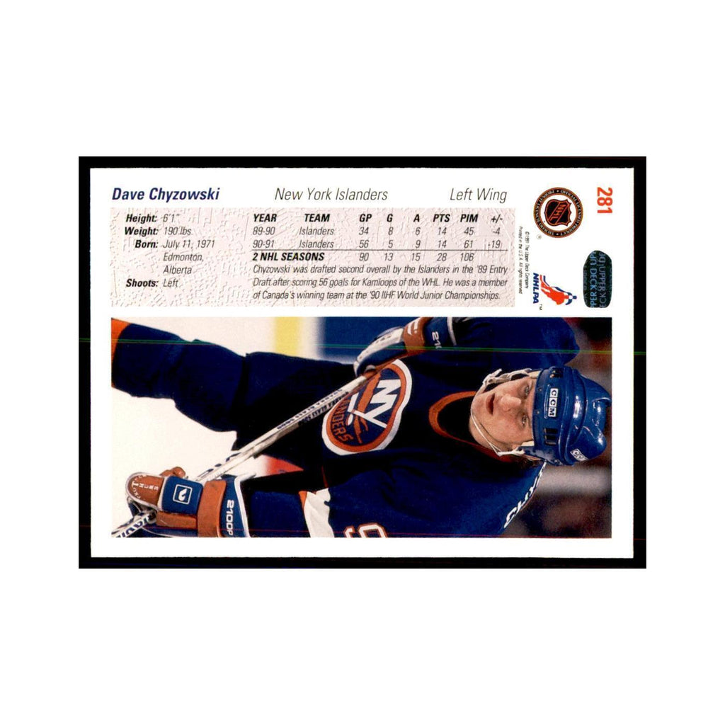 1991 Upper Deck Dave Chyzowski Hockey Cards #281