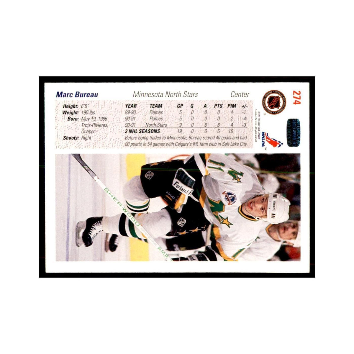 1991 Upper Deck Marc Bureau Hockey Cards #274