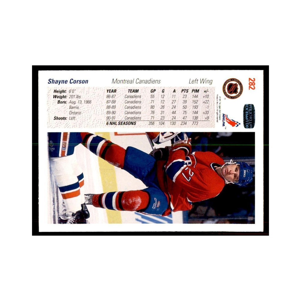 1991 Upper Deck Shayne Corson Hockey Cards #282