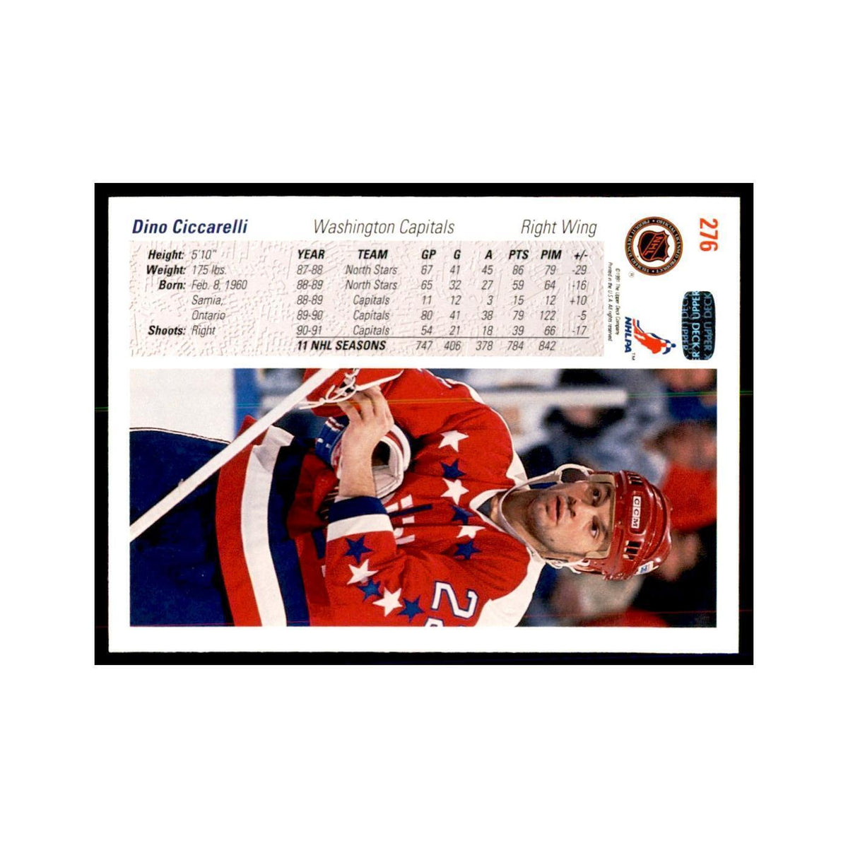 1991 Upper Deck Dino Ciccarelli Hockey Cards #276