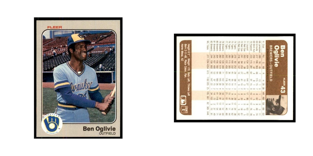 1983 Fleer Ben Oglivie Baseball Cards #43