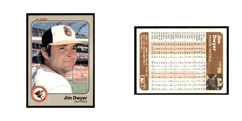 1983 Fleer Jim Dwyer Baseball Cards #59