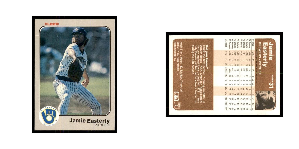 1983 Fleer Jamie Easterly Baseball Cards #31