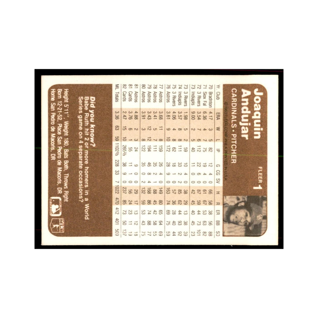 1983 Fleer Joaquin Andujar Baseball Cards #1
