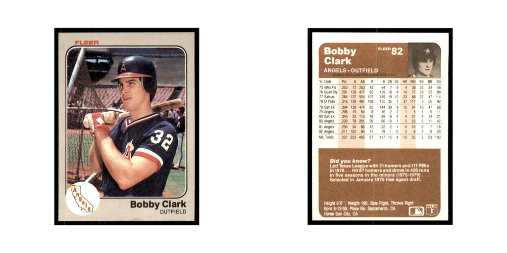 1983 Fleer Bobby Clark Baseball Cards #82
