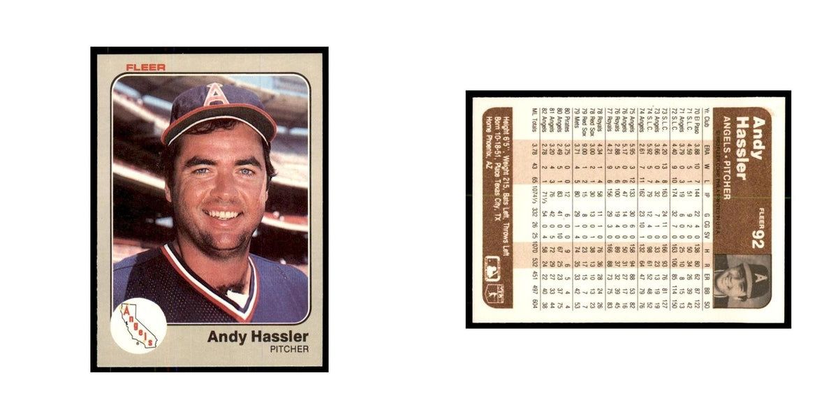 1983 Fleer Andy Hassler Baseball Cards #92