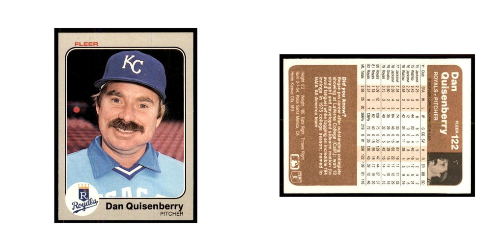 1983 Fleer Dan Quisenberry Baseball Cards #122