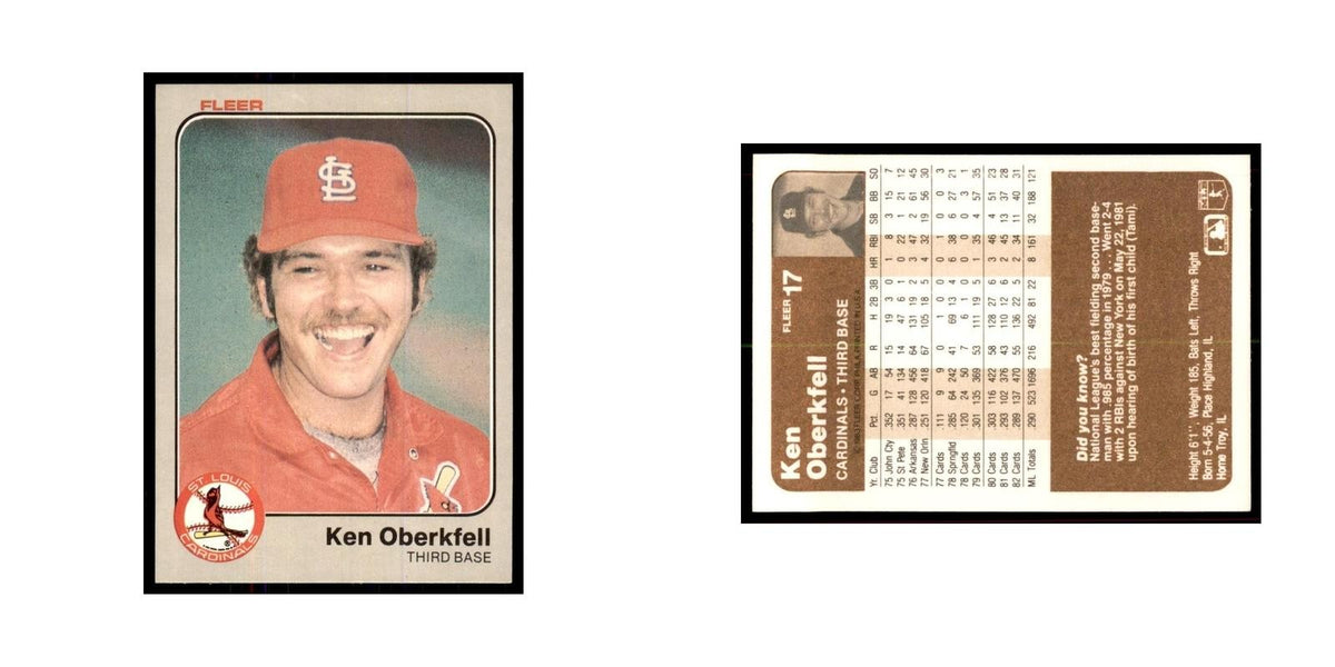 1983 Fleer Ken Oberkfell Baseball Cards #17