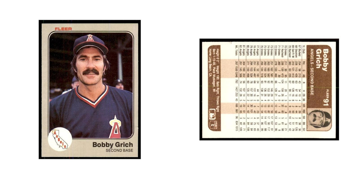 1983 Fleer Bobby Grich Baseball Cards #91