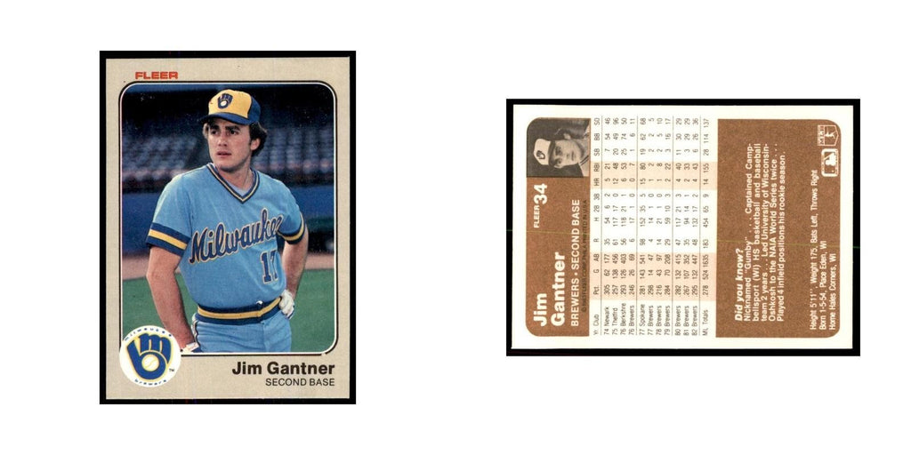 1983 Fleer Jim Gantner Baseball Cards #34