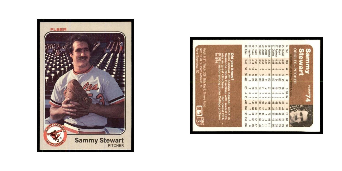 1983 Fleer Sammy Stewart Baseball Cards #74