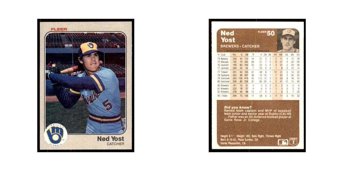 1983 Fleer Ned Yost Baseball Cards #50
