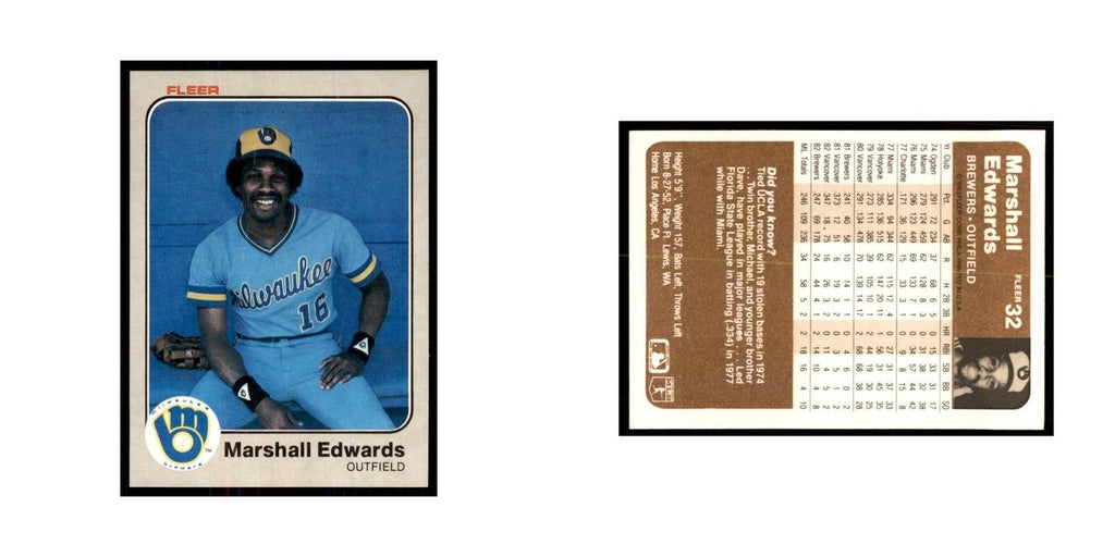 1983 Fleer Marshall Edwards Baseball Cards #32