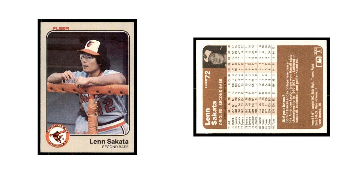 1983 Fleer Lenn Sakata Baseball Cards #72