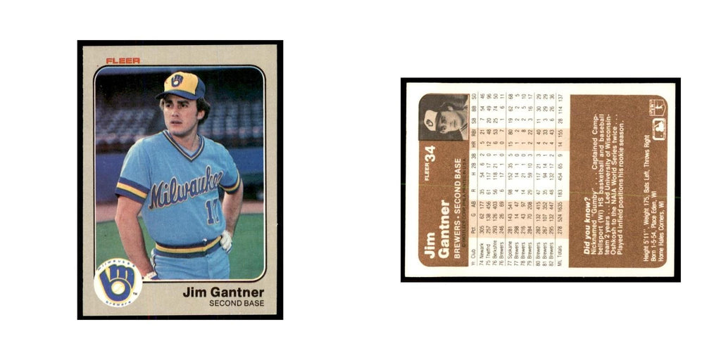 1983 Fleer Jim Gantner Baseball Cards #34