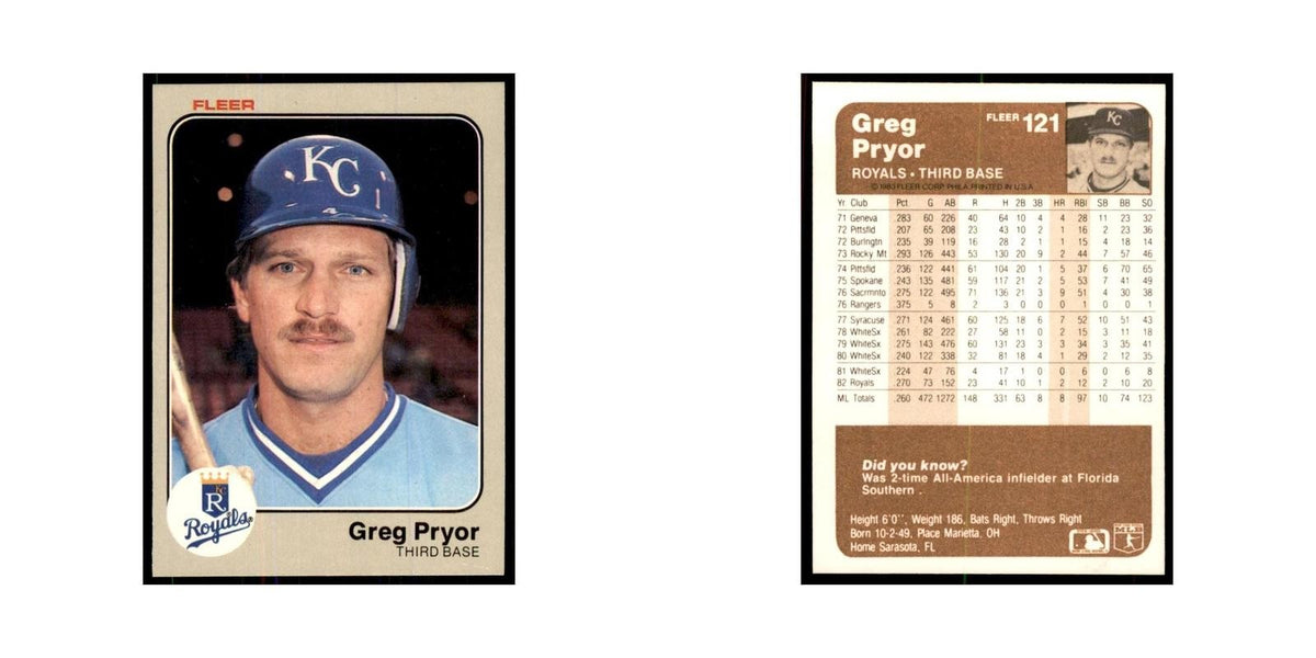 1983 Fleer Greg Pryor Baseball Cards #121