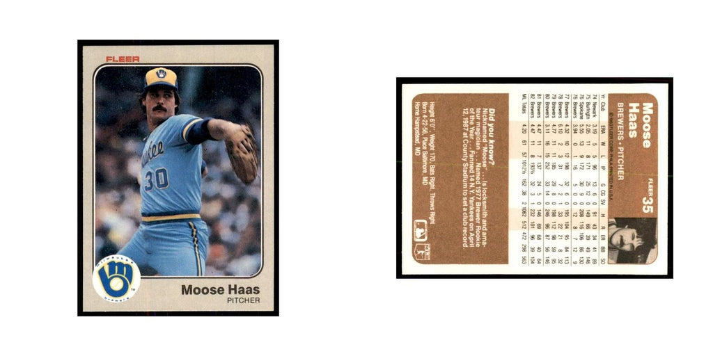 1983 Fleer Moose Haas Baseball Cards #35