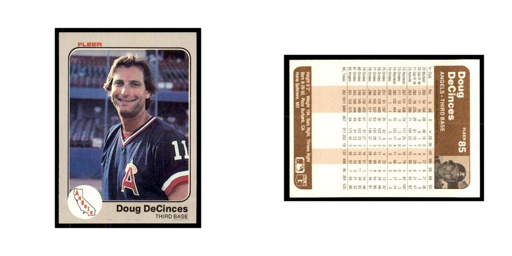 1983 Fleer Doug DeCinces Baseball Cards #85
