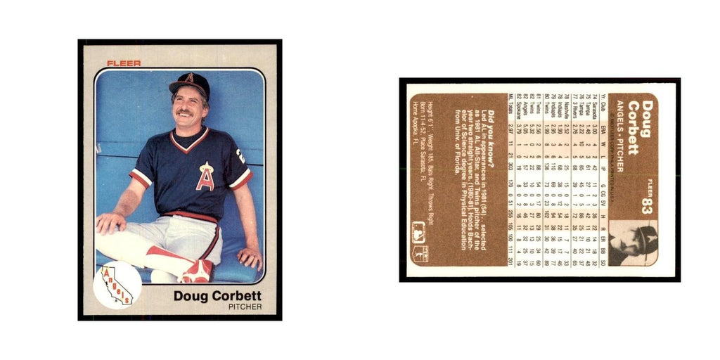1983 Fleer Doug Corbett Baseball Cards #83