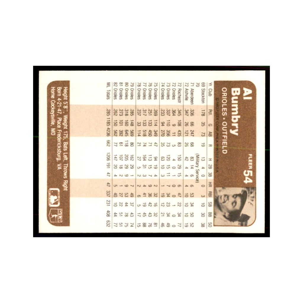 1983 Fleer Al Bumbry Baseball Cards #54