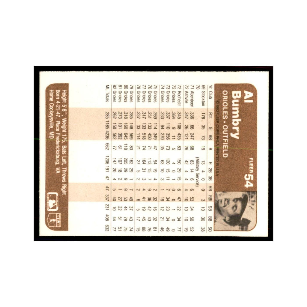 1983 Fleer Al Bumbry Baseball Cards #54