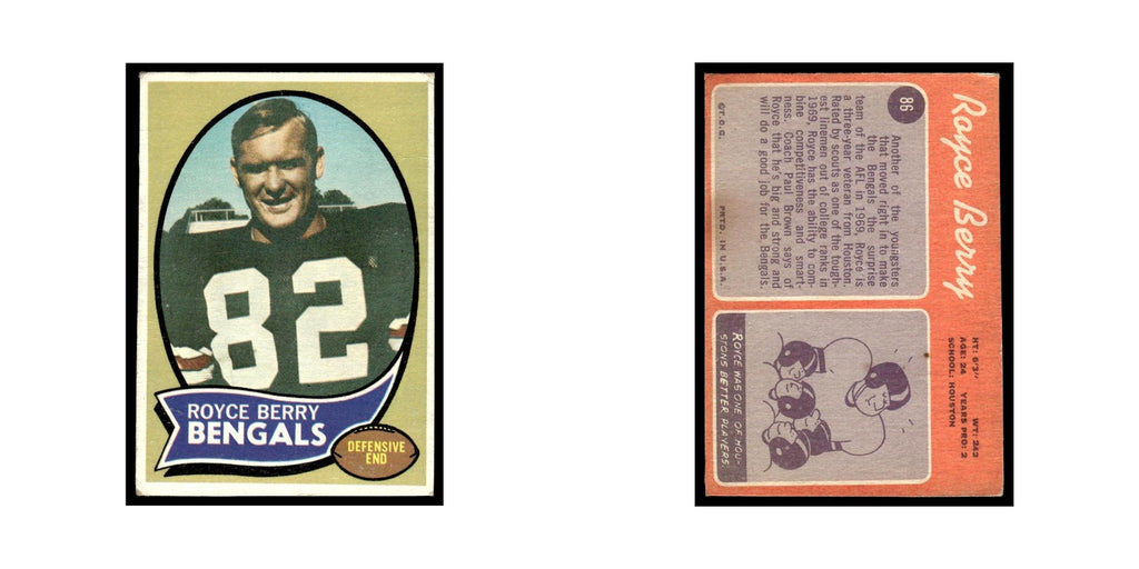 1970 Topps (Damaged) Royce Berry Bengals #86