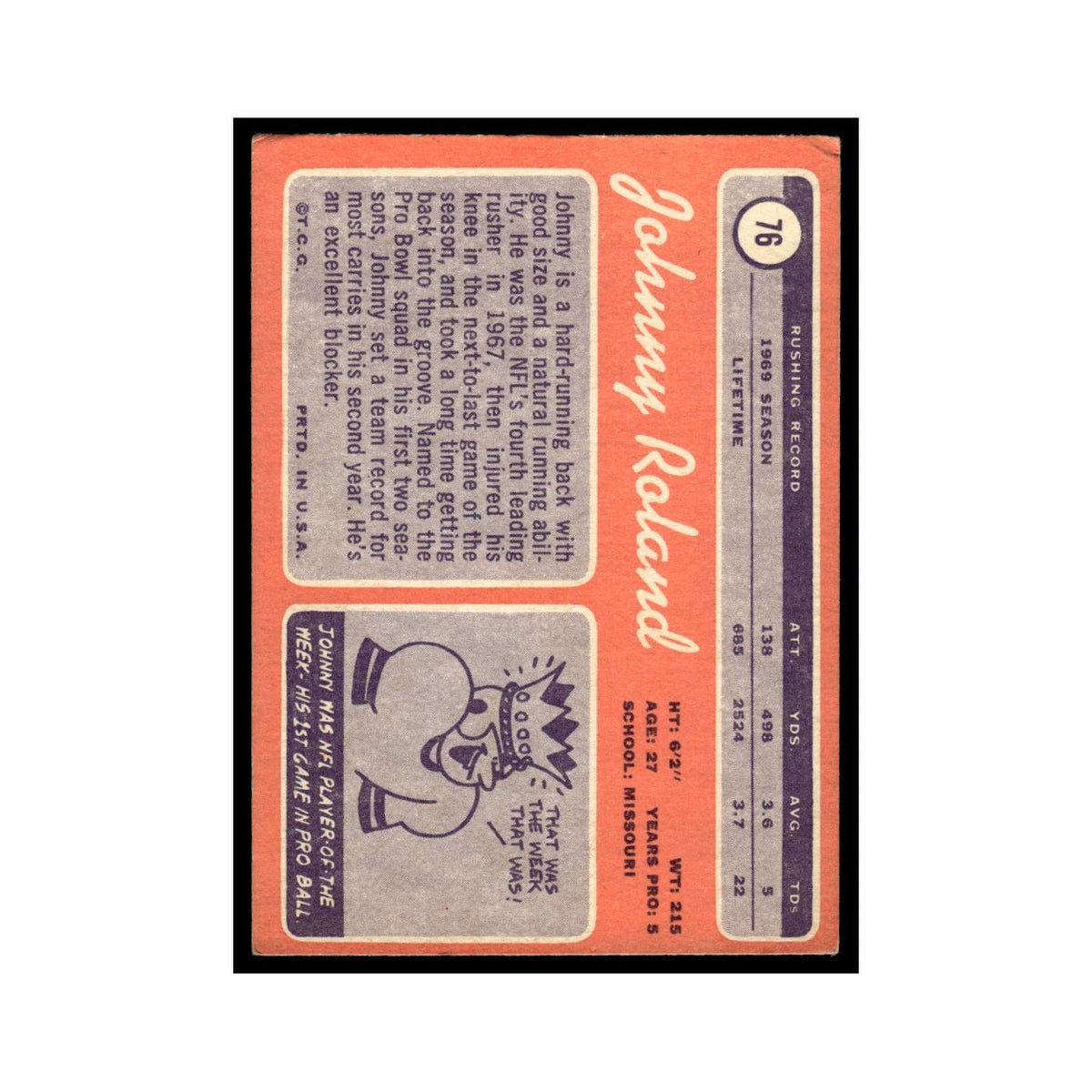 1970 Topps (Damaged) Johnny Roland Cardinals #76