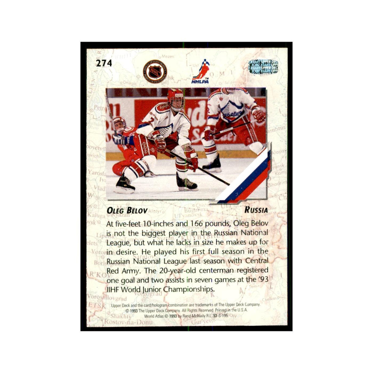 1993 Upper Deck Oleg Belov Hockey Cards #274