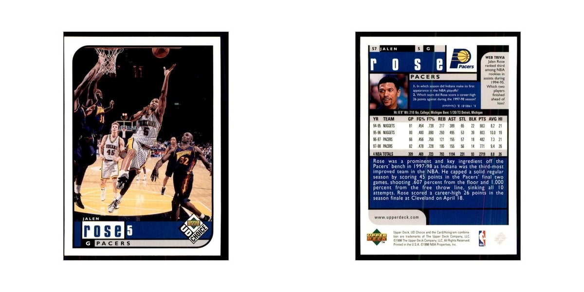1998 UD Choice Jalen Rose Basketball Cards #57