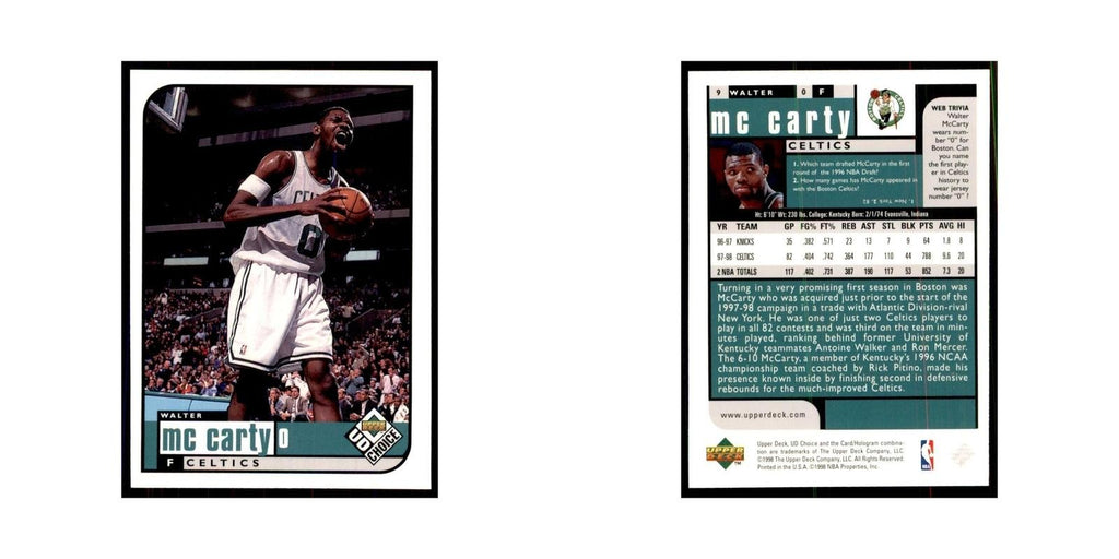 1998 UD Choice Walter McCarty Basketball Cards #9