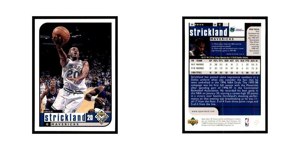 1998 UD Choice Erick Strickland Basketball Cards #30
