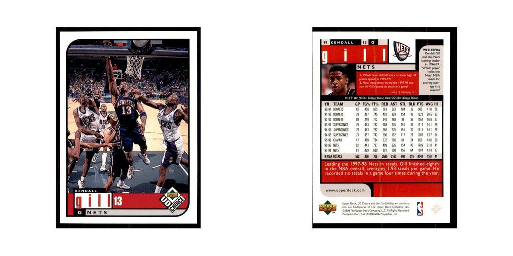 1998 UD Choice Kendall Gill Basketball Cards #91