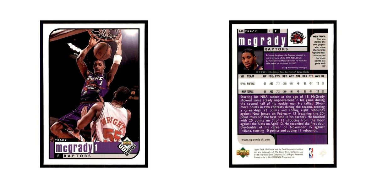 1998 UD Choice Tracy McGrady Basketball Cards #140