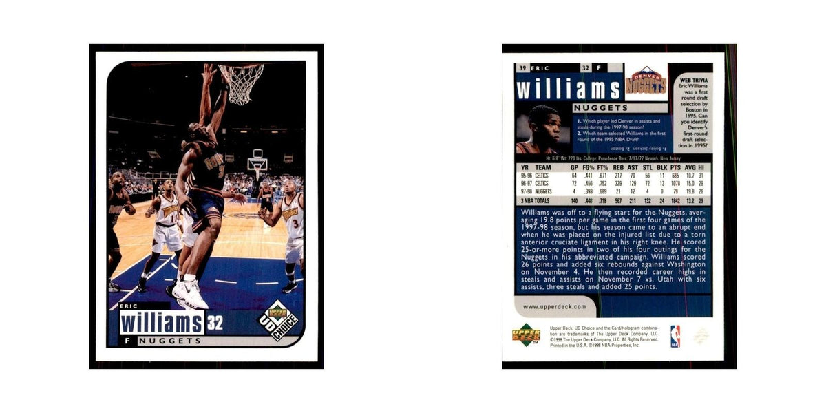1998 UD Choice Eric Williams Basketball Cards #39
