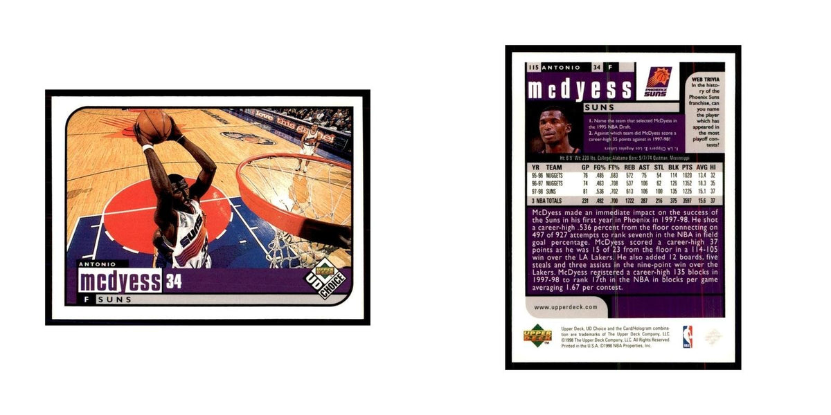 1998 UD Choice Antonio McDyess Basketball Cards #115