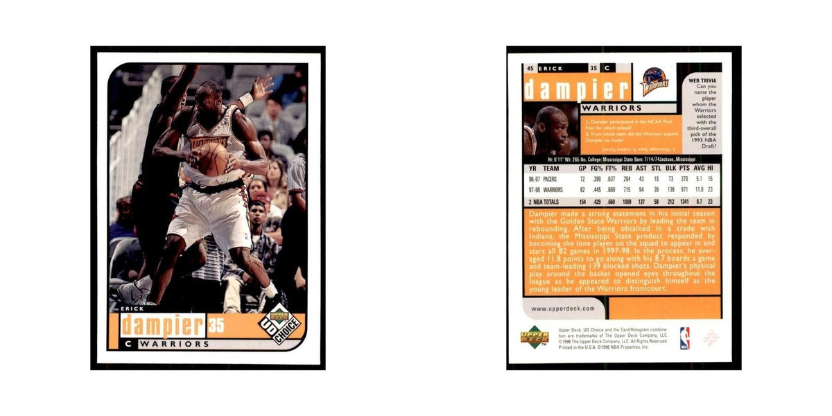 1998 UD Choice Erick Dampier Basketball Cards #45
