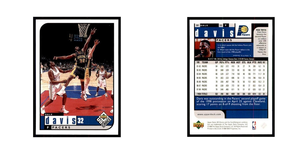 1998 UD Choice Dale Davis Basketball Cards #59