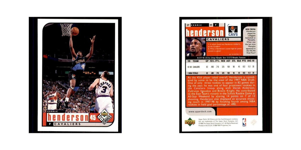 1998 UD Choice Cedric Henderson Basketball Cards #27