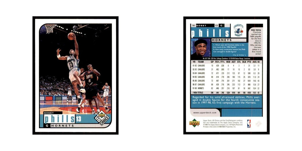 1998 UD Choice Bobby Phills Basketball Cards #16