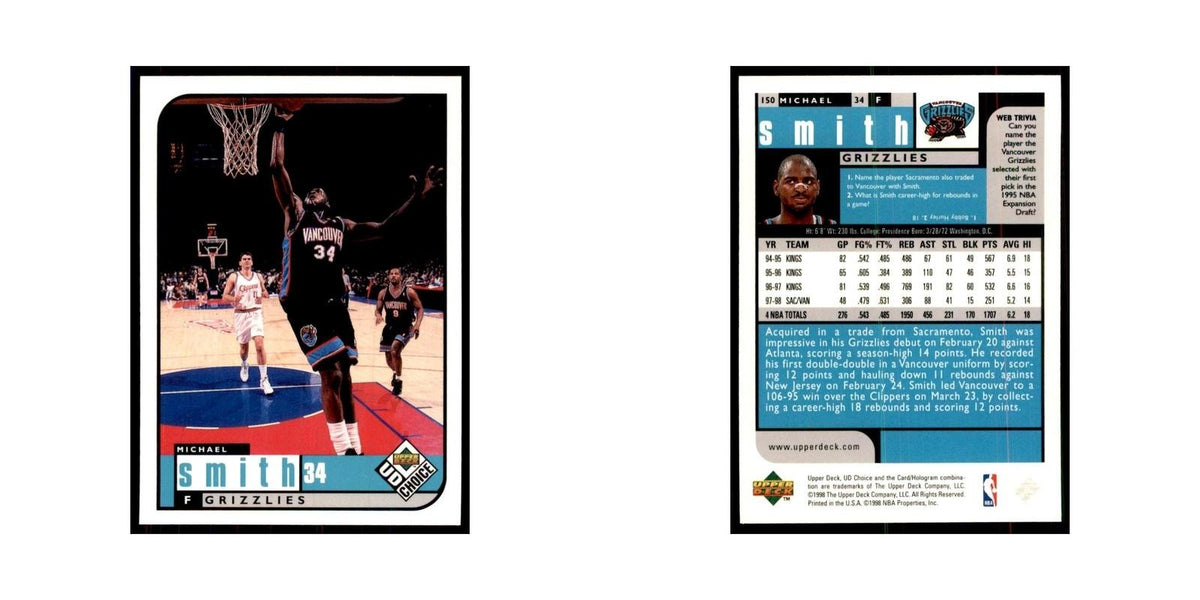 1998 UD Choice Michael Smith Basketball Cards #150