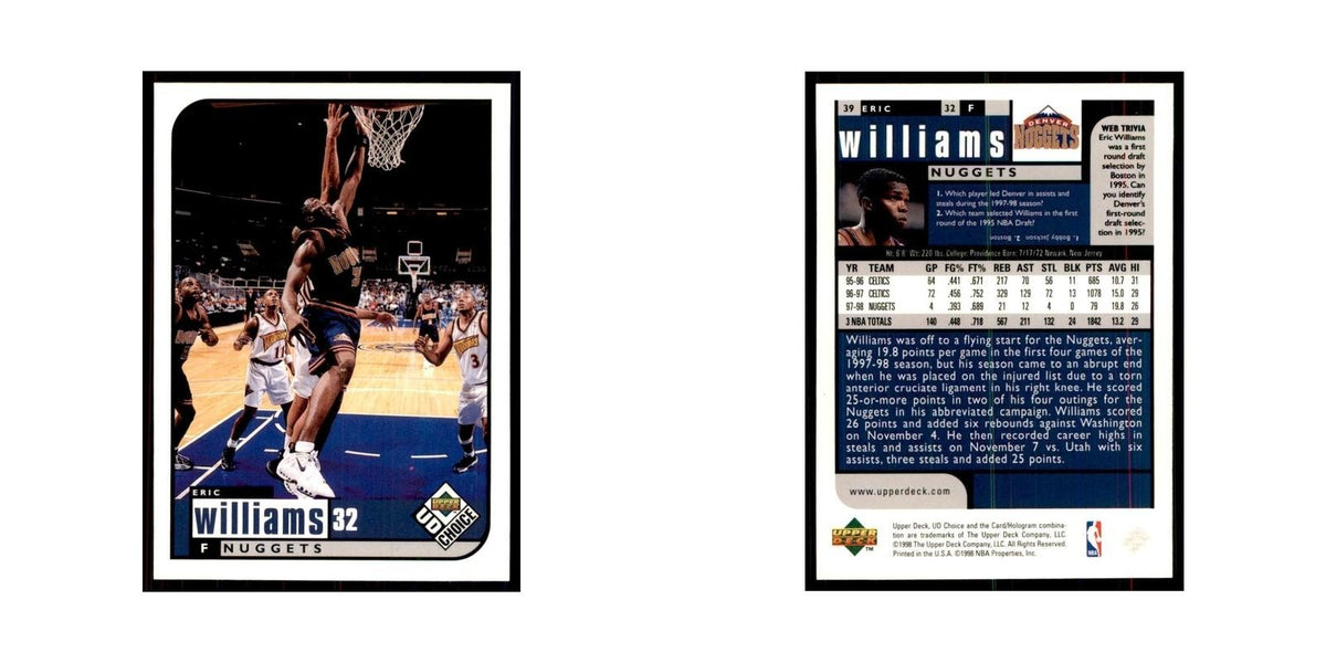 1998 UD Choice Eric Williams Basketball Cards #39